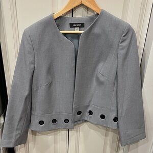 Nine West Women's Light Gray Blazer with Button Accents